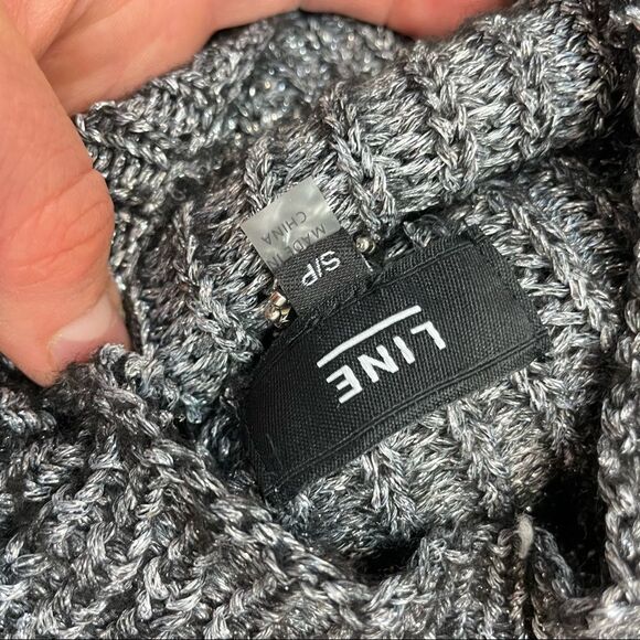 Line Oversized Soft Mock Neck Knit Ribbed Sweater Turtleneck - Picture 3 of 9